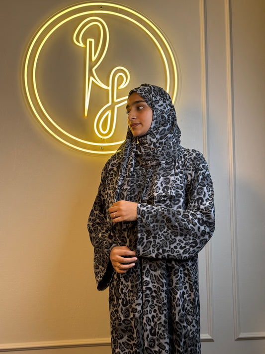Midnight Luxe Chiffon Abaya with Shawl