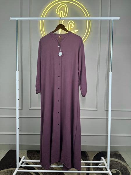 Opera Mauve CEY Maxi Dress – 55” Length | Fits Up To 5XL | Balloon Sleeve | Premium Imported CEY Fabric