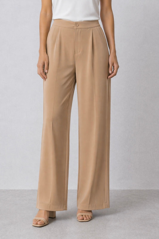 Straight Fit Baggy Korean Pants for Women - Camel