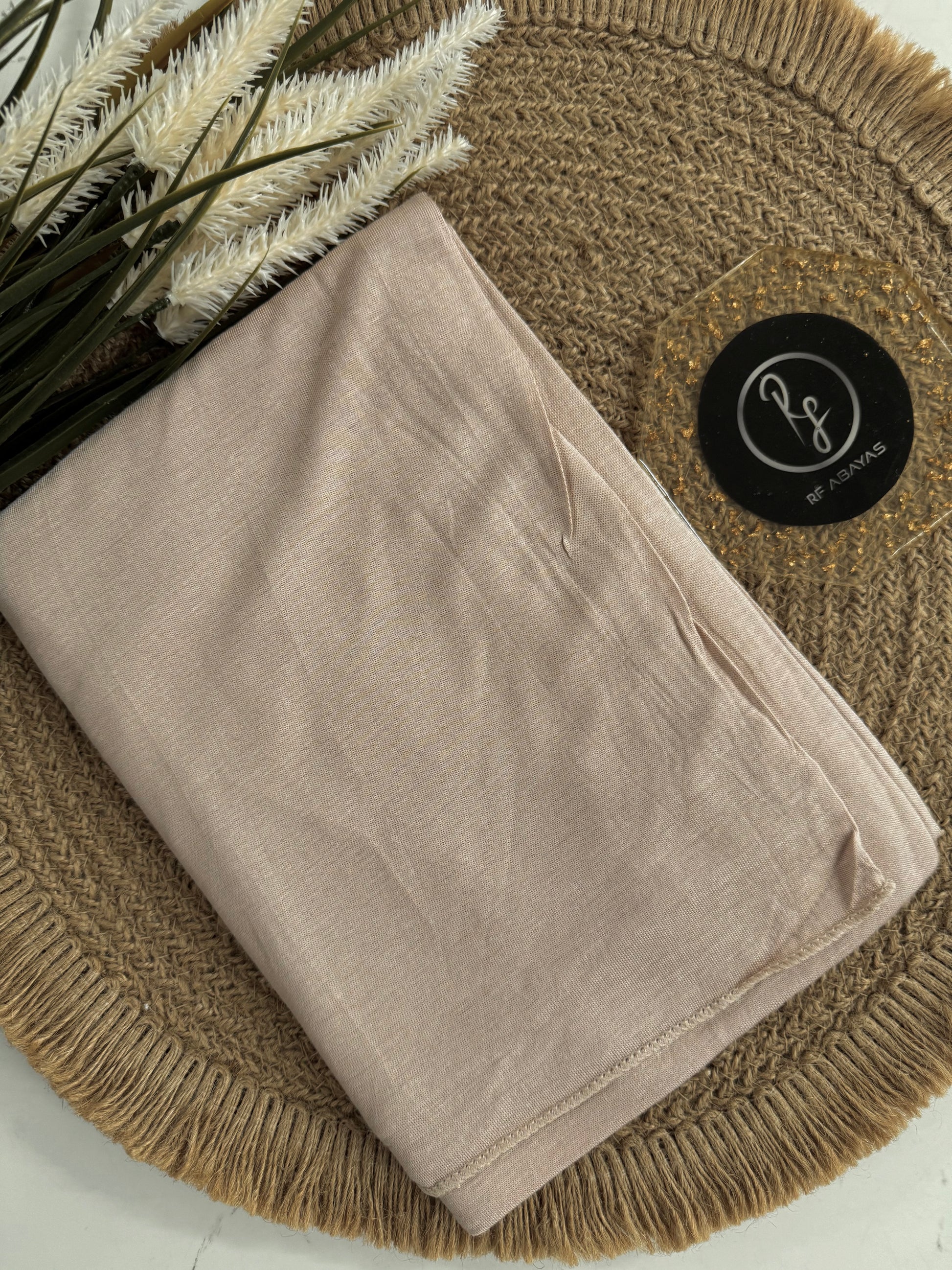 RF Abayas bamboo jersey hijab in soft, breathable fabric, featuring a comfortable, stylish drape perfect for everyday wear.