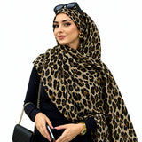 Classic Leopard double sided animal print chiffon hijab – large leopard print hijab scarf 200 x 70 cm | RF Abayas