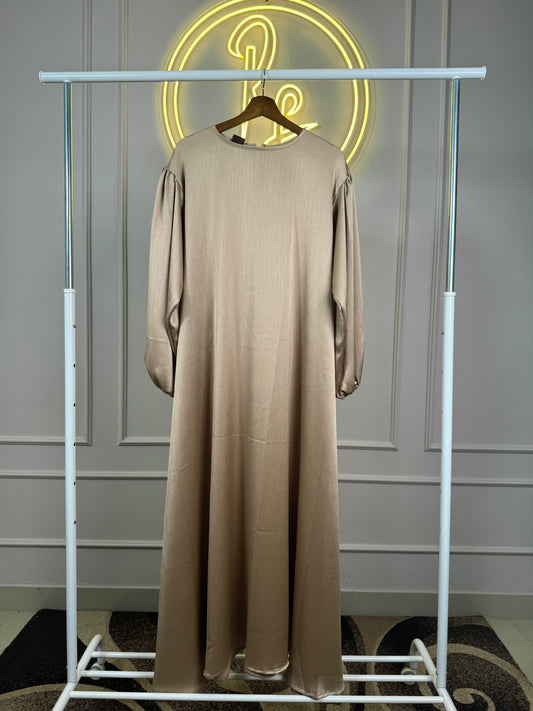 ✨ Premium Textured Satin Maxi Dress – XL Size – 56” Length – With Sleek Belt