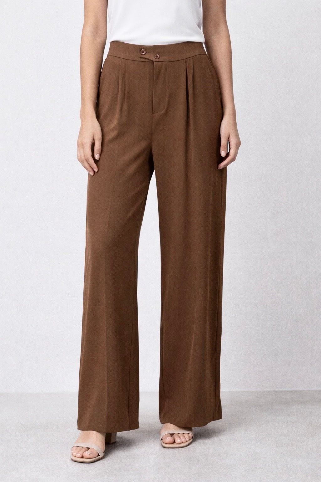Straight Fit Baggy Korean Pants for Women - Coffee Brown