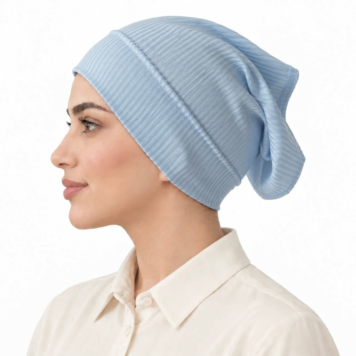 Ribbed Jersey Hijab Tube Cap – worn