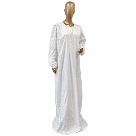 White cotton namaz dress jilbab for women, free size, RF Abayas