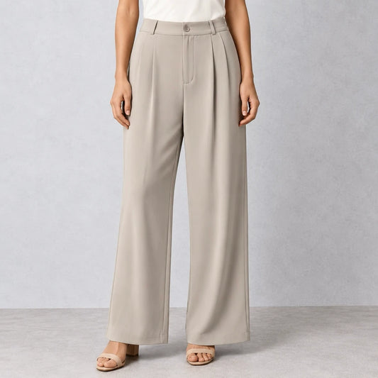 Straight Fit Baggy Korean Pants for Women - Smoky Taupe - RF Abayas & Hijabs