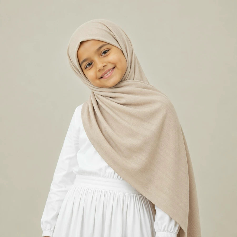 Kids Jersey Hijab – Moja in Champagne – RF Abayas & Hijabs