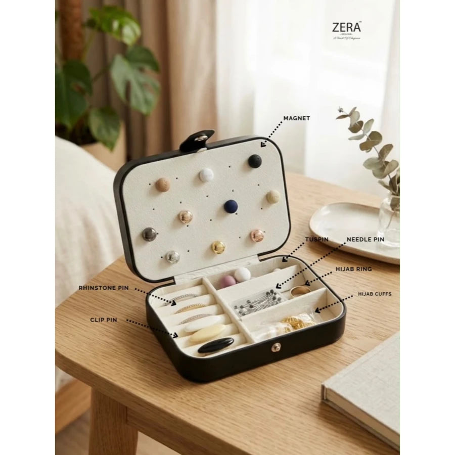 Zera hijab accessories set with clip pins, rhinestone pins and hijab cuffs