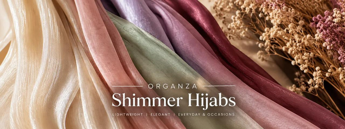 Organza shimmer hijabs in elegant pastel shades – RF Abayas & Hijabs