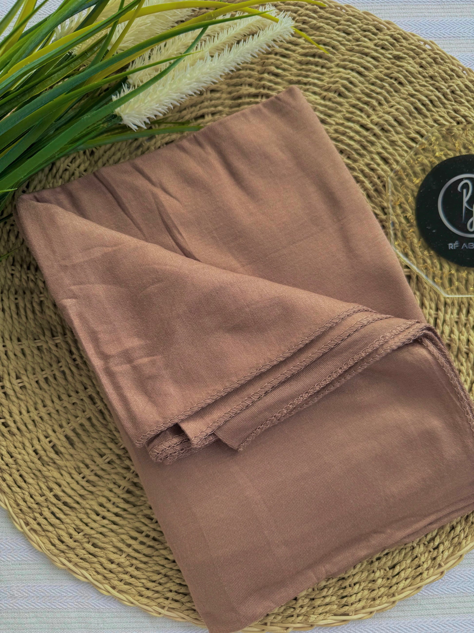 Ivory bamboo jersey hijab by RF Abayas featuring soft, breathable fabric and a comfortable, stylish design.