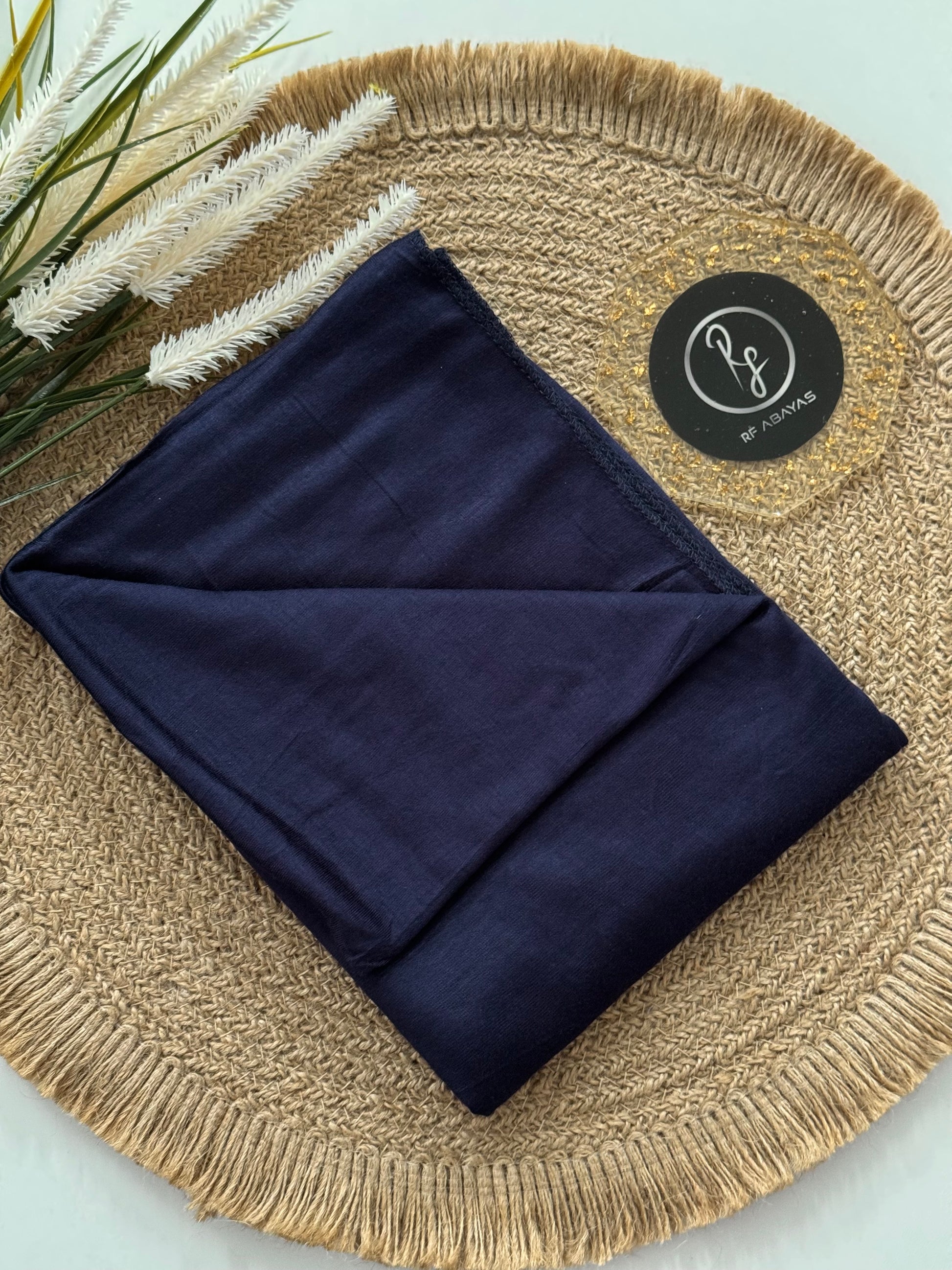 Ivory bamboo jersey hijab by RF Abayas, soft and lightweight with a comfortable, natural drape.