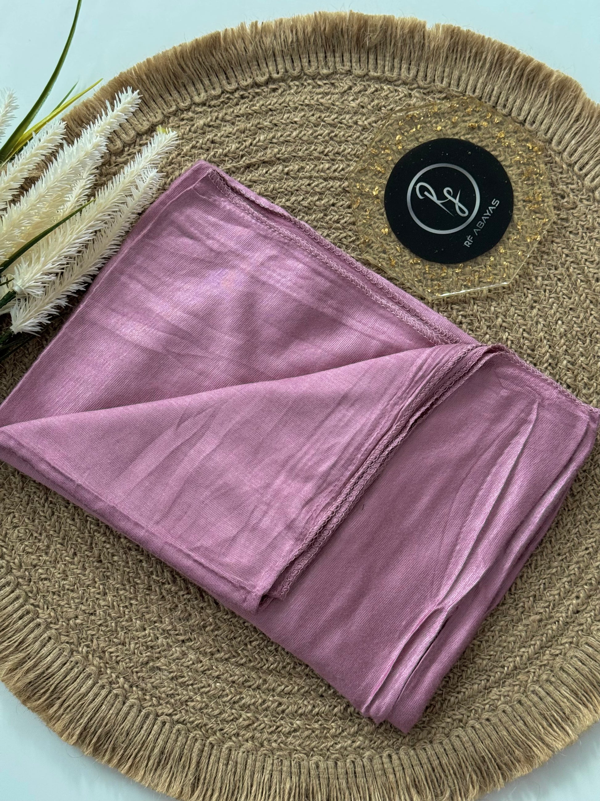 Ivory bamboo jersey hijab by RF Abayas, lightweight and soft fabric, draped style perfect for everyday wear.