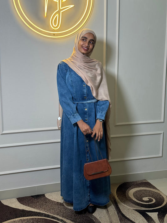 Denim Maxi Dress – Available in 3 Elegant Shades 👗 - Large & XL - RF Abayas