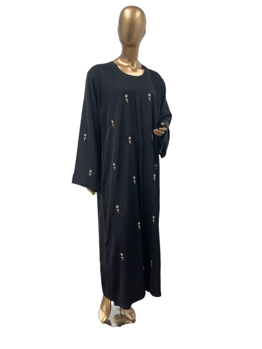 Flower Embroidered Korean Nida Abaya - RF Abayas