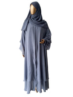 Blue Grey Layered Abaya