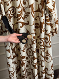 Imported Brown & Cream Baroque Print Maxi Dress 55” Length- 2XL & 4 XL Size - RF Abayas