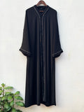 Korean Nida Abaya with Silver Stone Lace - RF Abayas