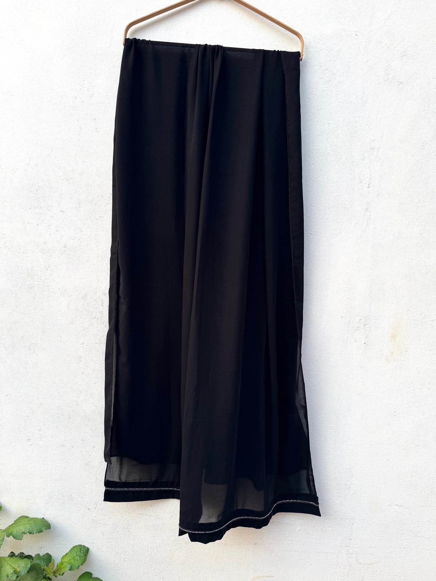 Korean Nida Abaya with Silver Stone Lace - RF Abayas