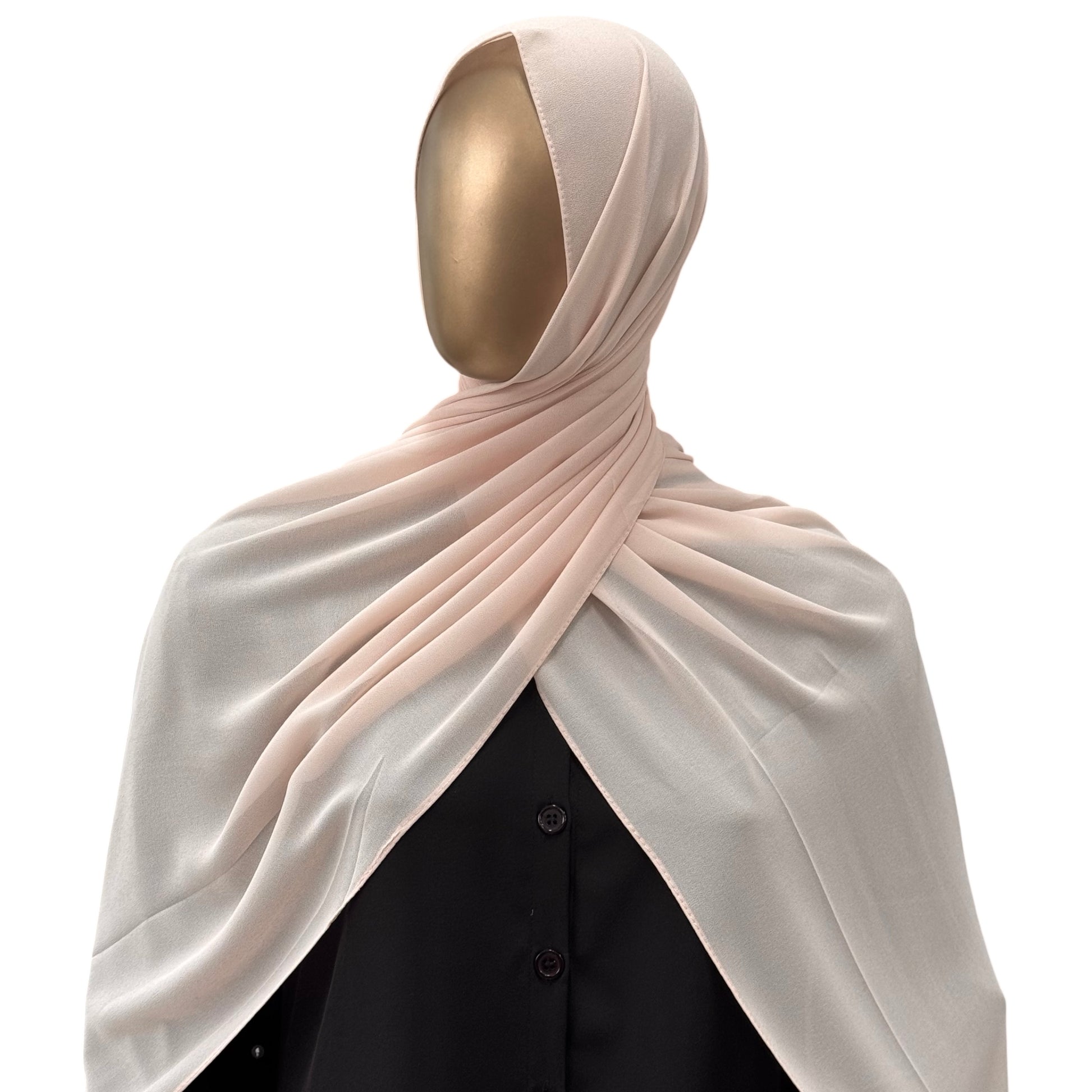 Malaysian Georgette hijab in camel color by RF Abayas, lightweight and elegant fabric for modest fashion.