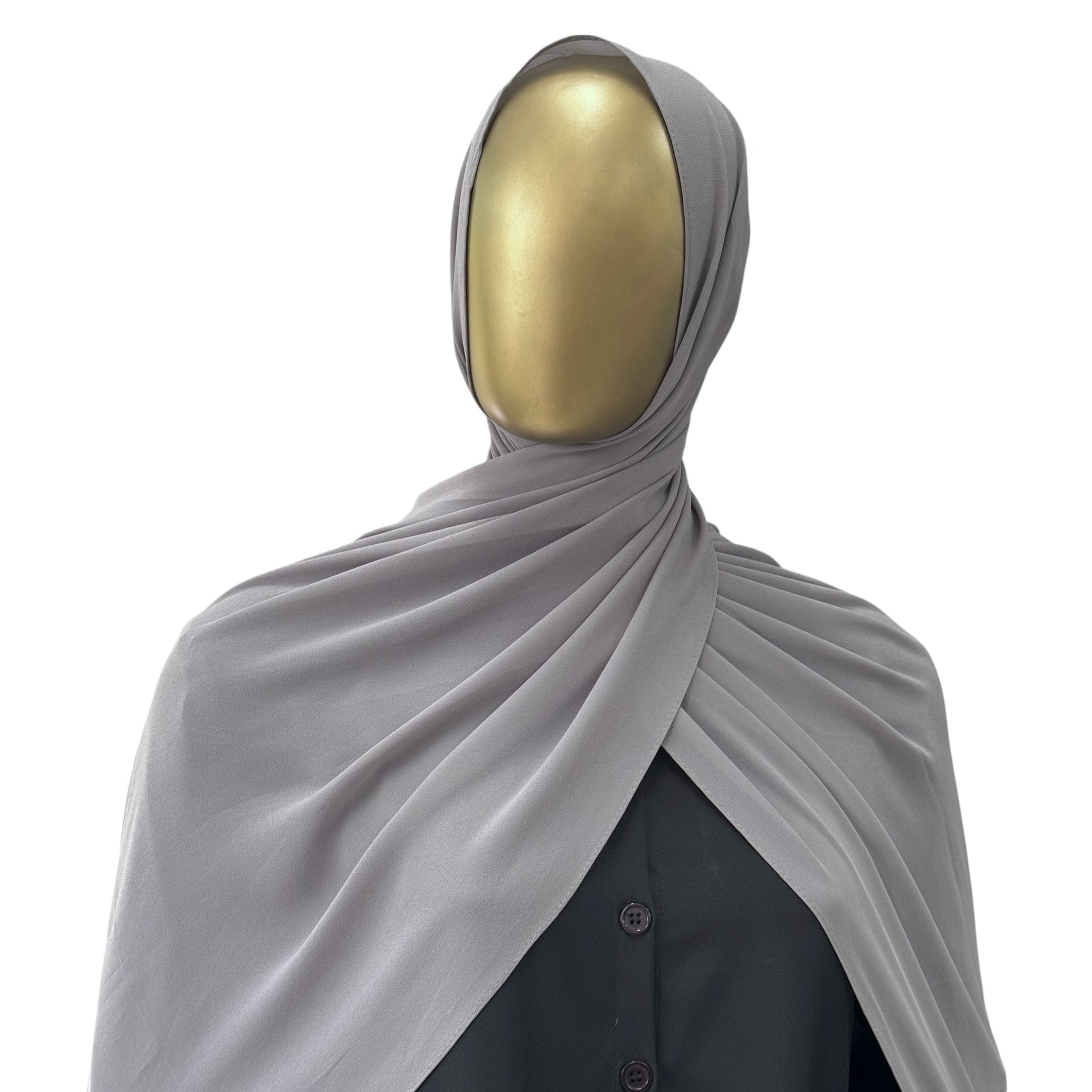Malaysian Georgette ZR hijab in camel color from RF Abayas, showcasing lightweight, elegant fabric with a smooth drape.