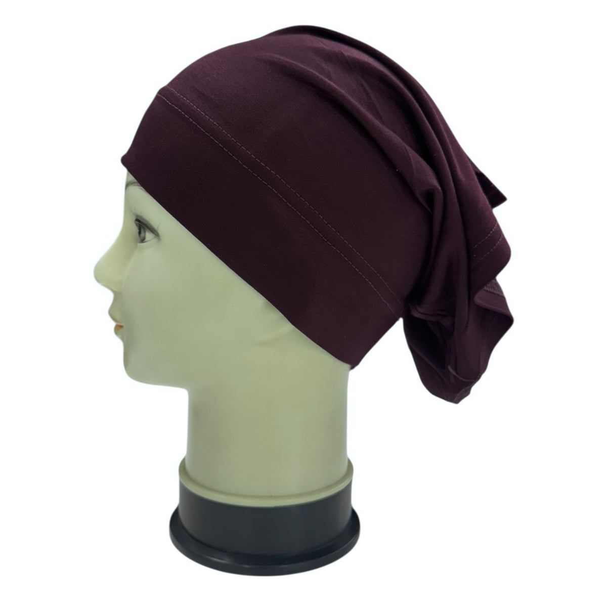 White RF Abayas premium tube cap hijab cap with snug fit and smooth fabric for comfortable wear.