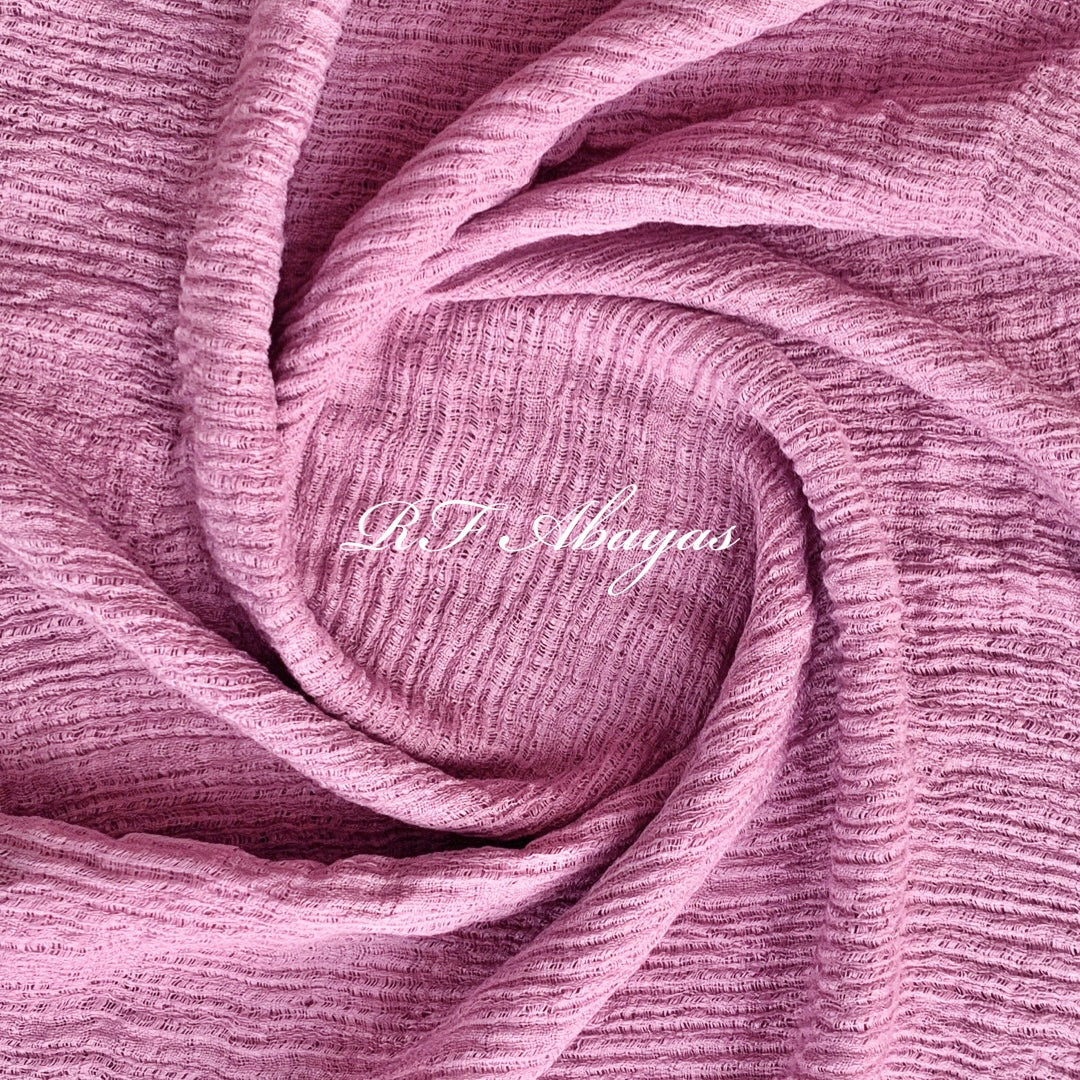 Heavy crinkled cotton hijab in maroon, textured, lightweight fabric with elegant drape - view 2 - RF Abayas & Hijabs