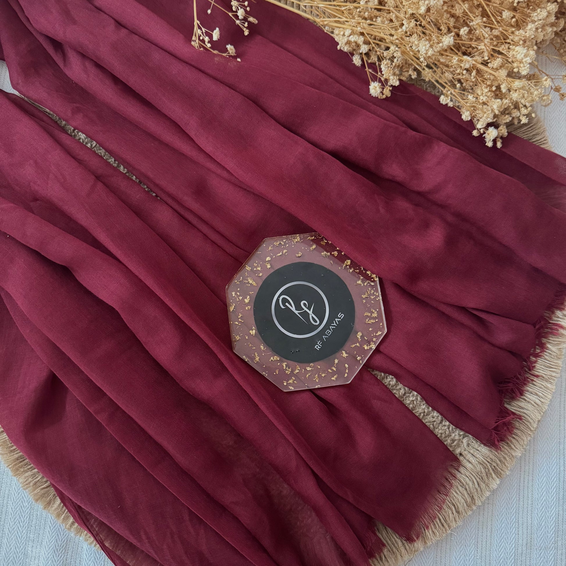 Pure cotton hijab with wrinkle-free finish, folded for display