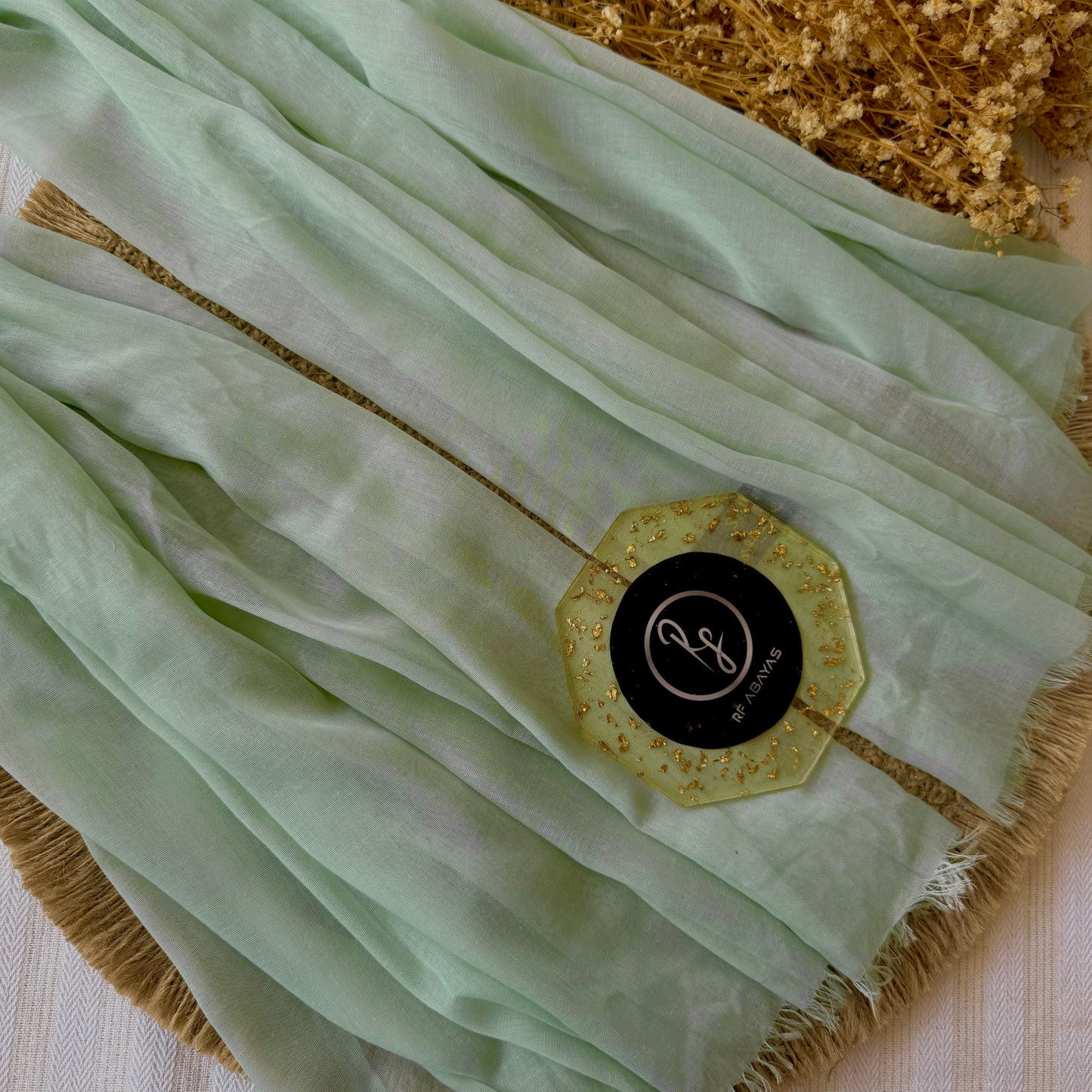 Pure cotton hijab with wrinkle-free finish, folded for display