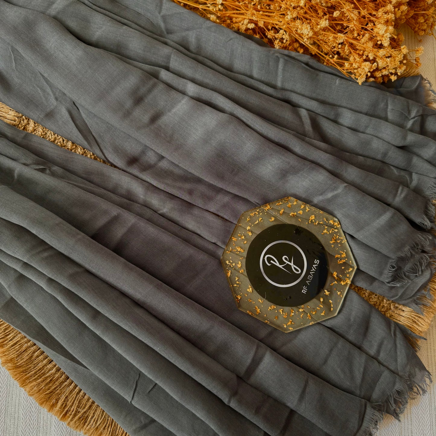 Pure cotton hijab with wrinkle-free finish, folded for display