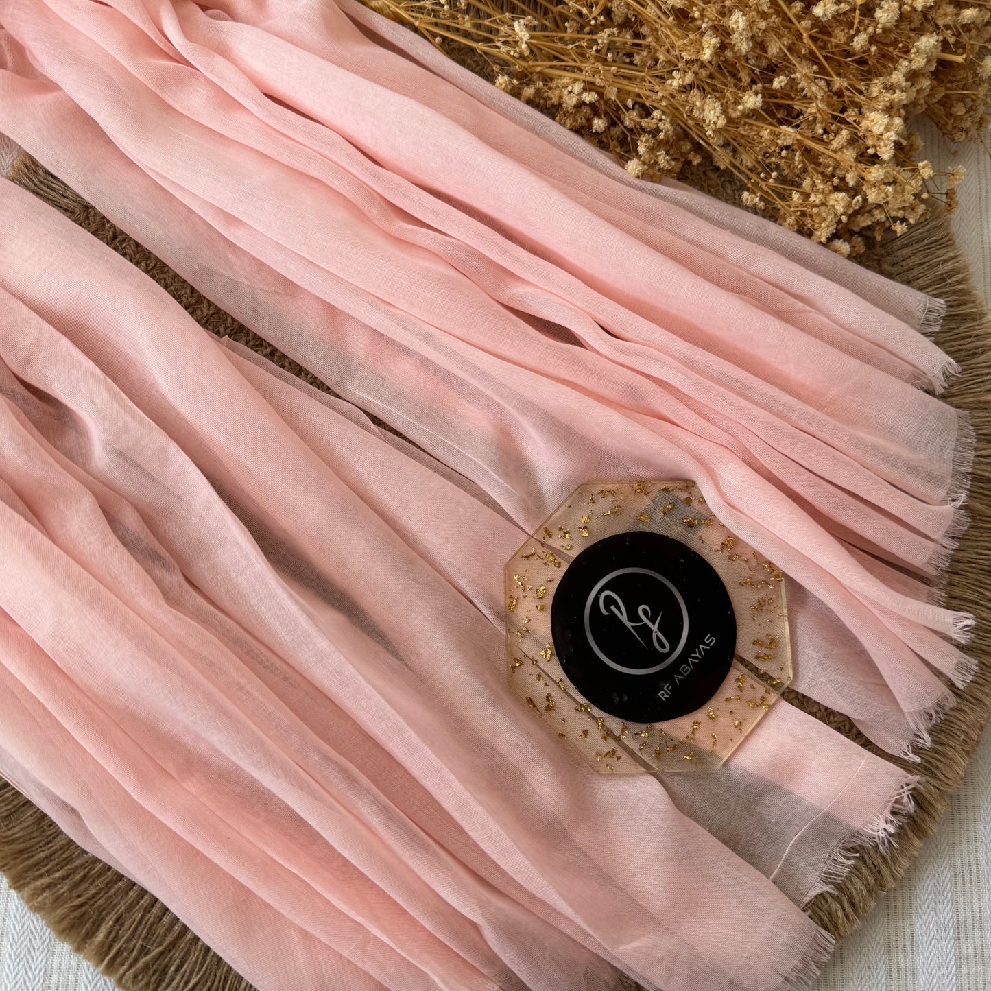 Pure cotton hijab with wrinkle-free finish, folded for display