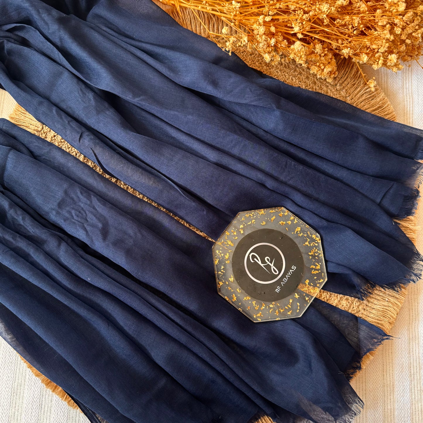 Pure cotton hijab with wrinkle-free finish, folded for display