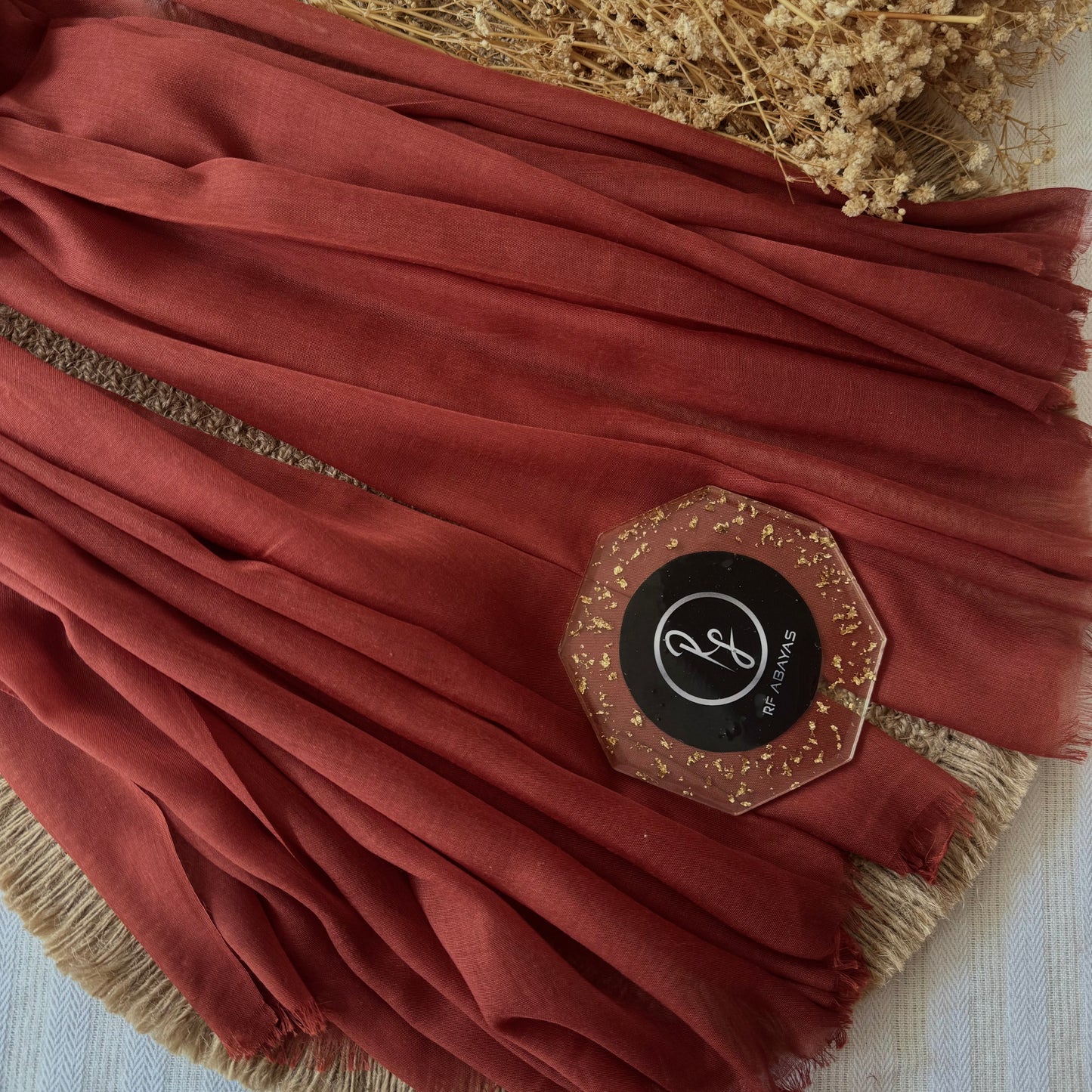 Pure cotton hijab with wrinkle-free finish, folded for display