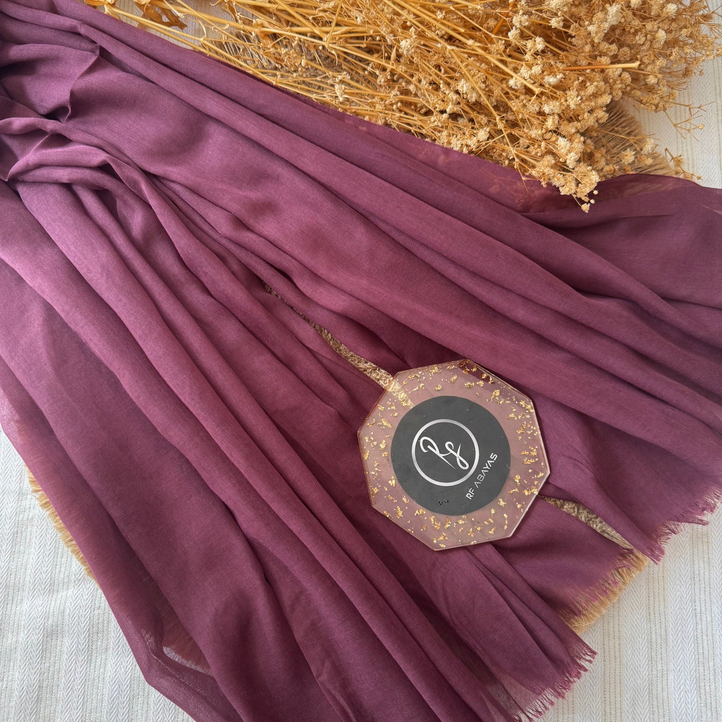 Pure cotton hijab with wrinkle-free finish, folded for display