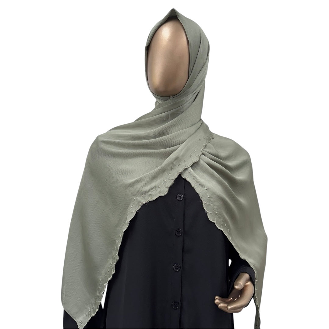 Textured Satin with Scallop - RF Abayas