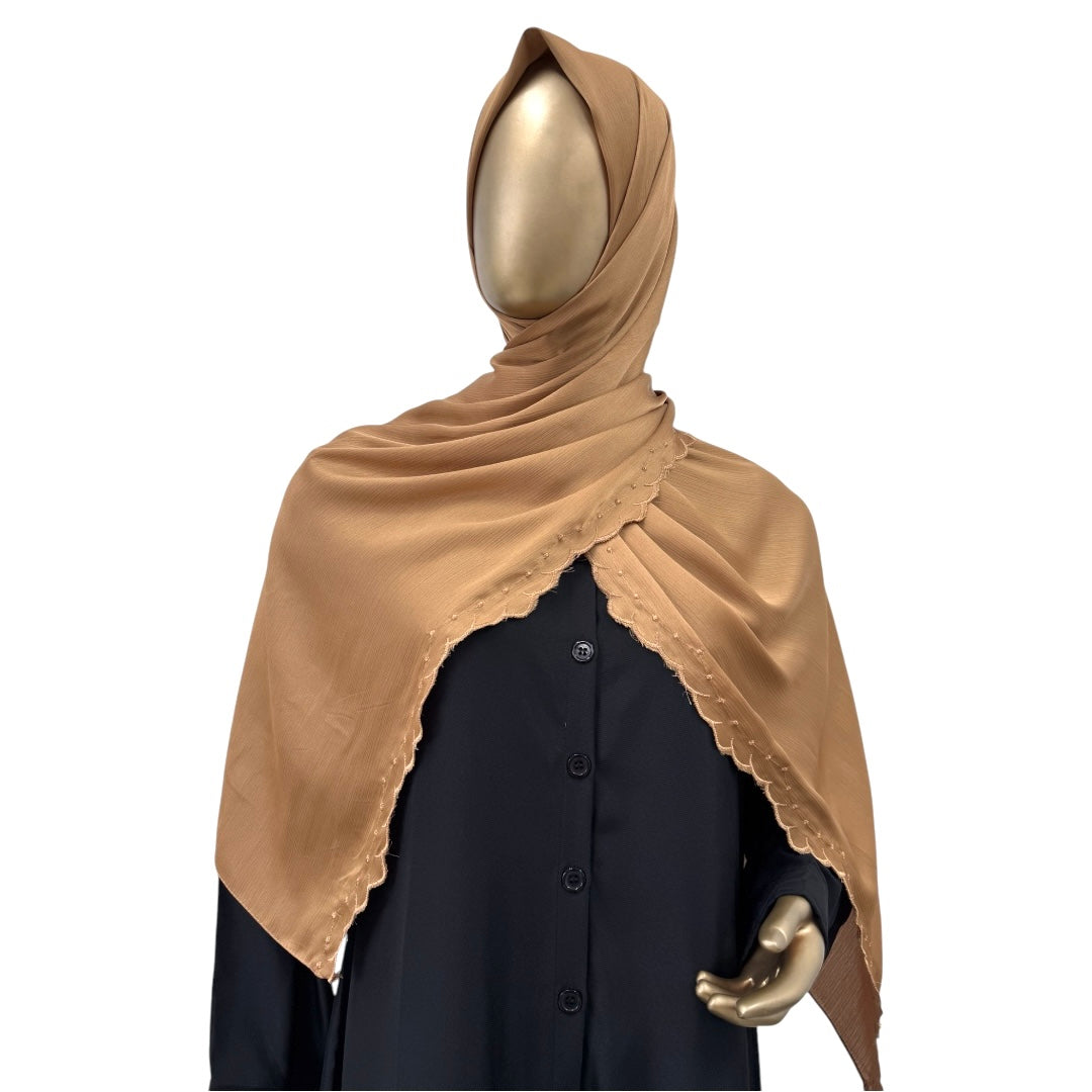 Textured Satin with Scallop - RF Abayas