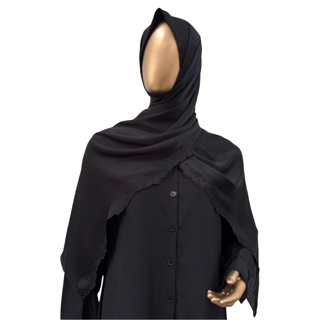 Textured Satin with Scallop - RF Abayas