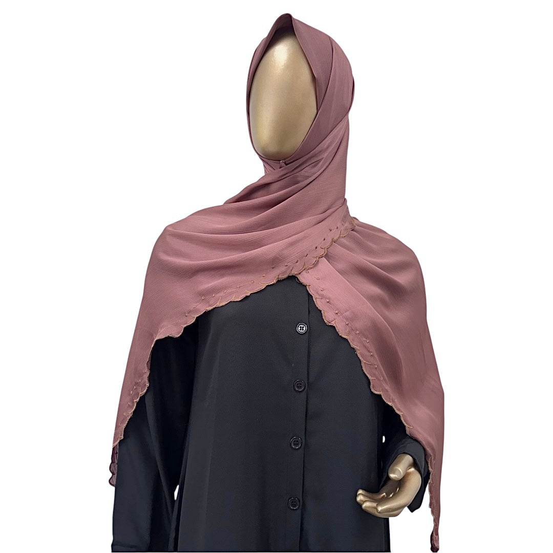 Textured Satin with Scallop - RF Abayas