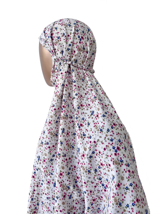 White Floral Kids Prayer Dress - RF Abayas