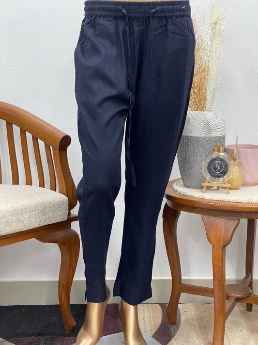 Women’s Linen Cotton Pants(Navy Blue) - RF Abayas