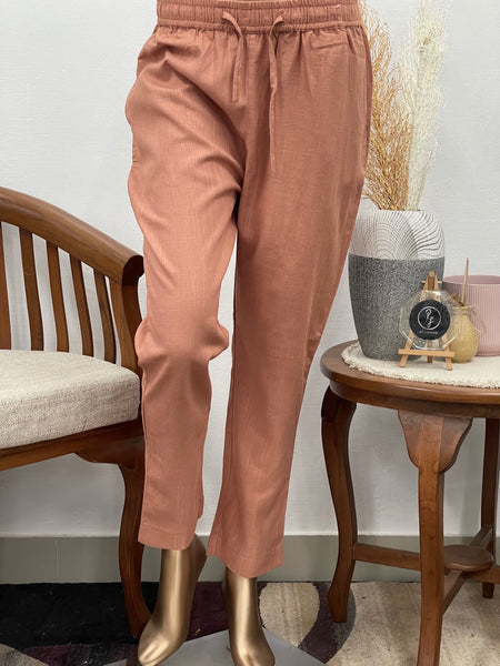 Women’s Linen Pant - Coral - RF Abayas