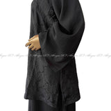 Black Embroidered Overcoat Attached Abaya